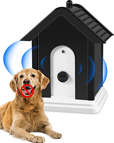 Petwudi Anti Barking Device,Ultrasonic Dog Barking Control Devices with 4 Adjustable Modes and LED Light,Outdoor Waterproof Dog Barking Deterrent Up to 50 FT Range,Safe for Humans and Dogs,Black