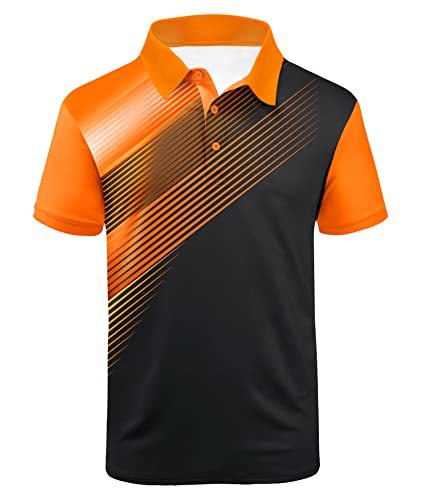 ZITY Mens Polo Shirt Short Sleeve Sports Golf Tennis T-Shirt 045-2-Black Orange-L