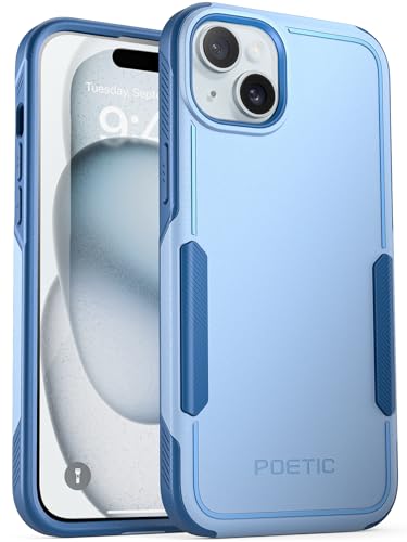 Poetic Neon Series iPhone 15 Case, Dual Layer Heavy Duty Tough Rugged Light Weight Slim Shockproof Protective Drop Protection Phone Case 2023 New Cover for iPhone 15 (6.1 Inch), Sky Blue