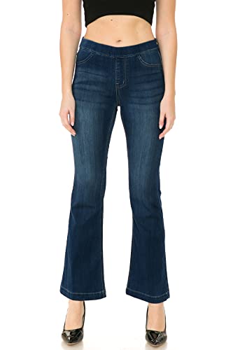 Cello Jeans Women's Juniors Mid Rise Pull On Slim Fit Bootcut Jeggings (L, Dark)