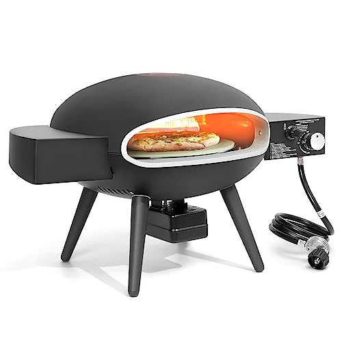 WELYAS 12" Outdoor Pizza Oven, Gas Pizza Ovens, Portable Propane Pizza Grilling Stove for Outside Kitchen with Auto-rotating Stone, Pizza Peel, Waterproof Cover, Auto Flameout