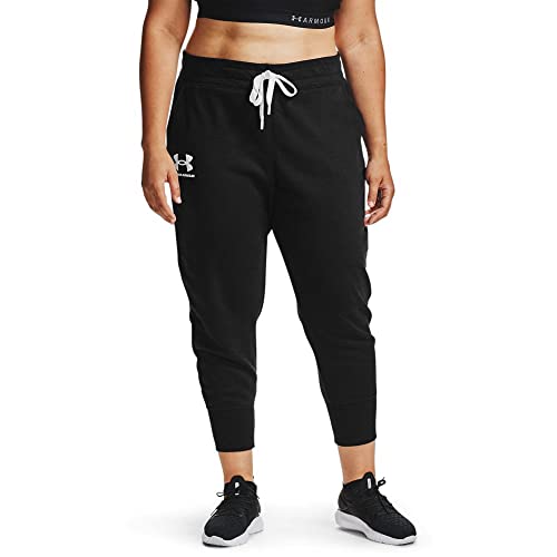 Under Armour Womens Rival Fleece Joggers , Black (001)/White , X-Large