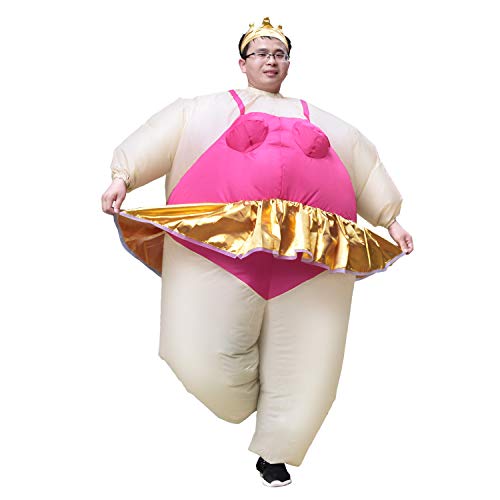 JYZCOS Inflatable Ballerina Costume for Adult Blow Up Funny Fat Suits Halloween Fancy Dress (Pink)