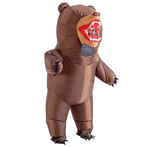 Spooktacular Creations Inflatable Costume, 8Ft Full Body Bear Air Blow-up Deluxe Halloween Costume, Brown Inflatable Suit for Halloween Dress Up Themed Parties - One Size