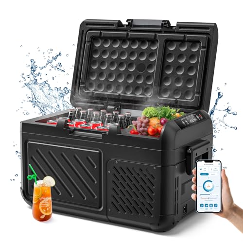 WOLFBOX Upgraded Version 12V Portable Cooler, 19 Quart Car Fridge, RV Car Refrigerator with 12/24V DC 110-240V AC, Electric Cooler for Car, Camping, Travel and Home Use
