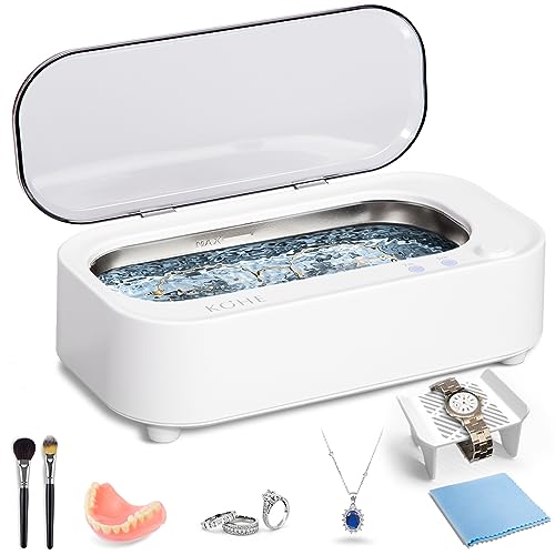 Ultrasonic Jewelry Cleaner Machine - 48Khz Silver Cleaner, Ultrasonic Cleaner Machine for Eye Glasses, Ring, Earring, Necklaces, Watch Strap, Makeup Brush, 304 Stainless Steel Tank with 12OZ