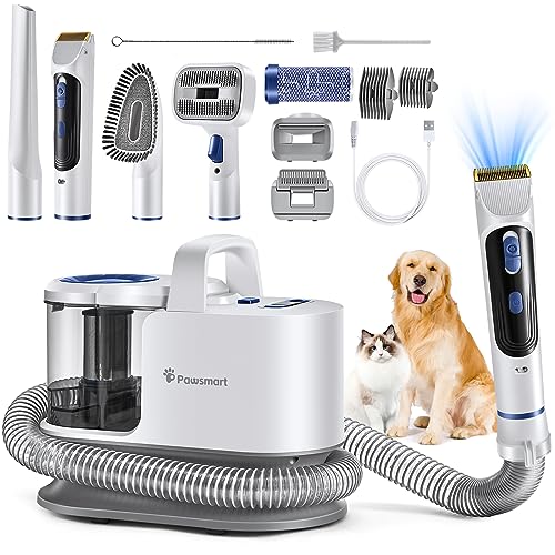 PAWSMART Pet Grooming Kit,Dog Vacuum for Shedding Grooming with 6 Pet Groomer Tools,Low Noise Dogs Hair Brush Vacuum Cleaner Dog Clippers for Cats and Other Pets,Animals,Home Cleaning