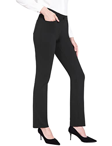 BALEAF Women's Petite Yoga Dress Pants Black Stretchy Work Slacks Business Casual Trousers with Pockets 29" Black S