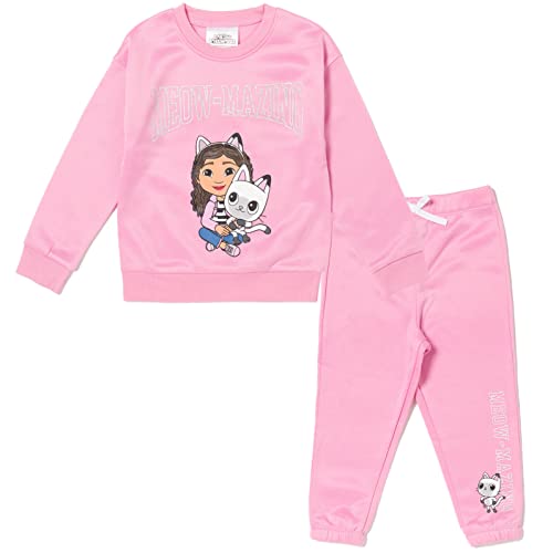 Dreamworks Gabby's Dollhouse Pandy Paws Little Girls Fleece Sweatshirt & Pants Pink 7