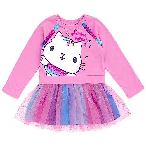 Dreamworks Gabby's Dollhouse Cakey Cat Toddler Girls French Terry Dress Purple 2T