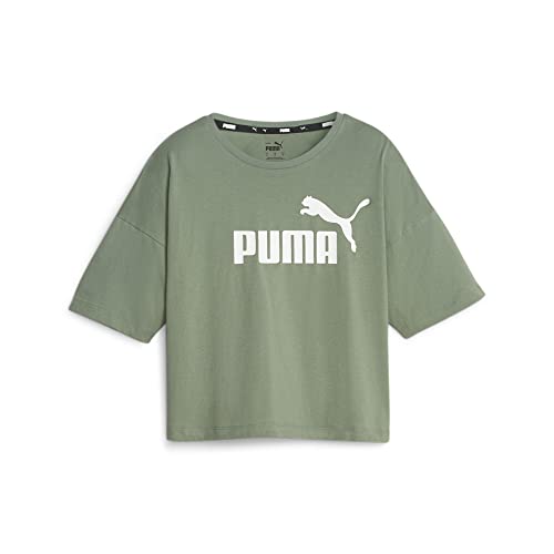 PUMA Women's Essentials Cropped Logo Tee, Eucalyptus, XX-Large