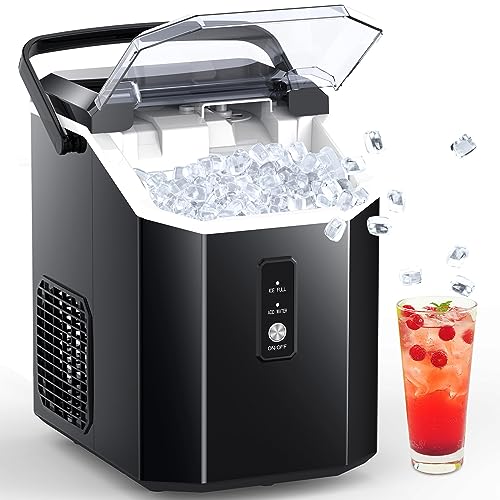 Joy Pebble Ice Maker Countertop, 10,000pcs/33lbs/Day Pebble Ice, Portable Nugget Ice Maker Machine with Handle, Self-Cleaning, Ice Scoop and Basket, Handheld Ice Maker for Kitchen/Home/Office/Party