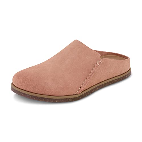 CUSHIONAIRE Women's Clay Genuine Leather Footbed Clog with +Comfort Padding, Blush 7.5