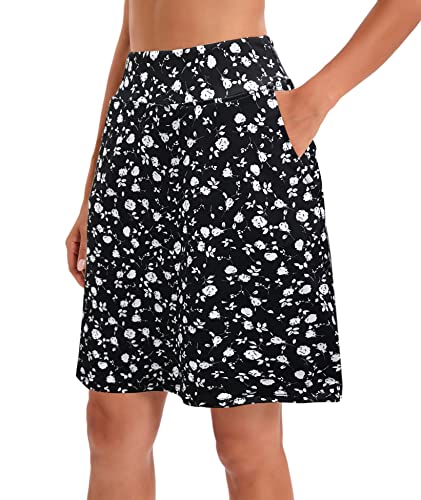 Jhsnjnr Women's Tennis Skirt Casual Knee Length Golf Skirts with Pockets Workout Athletic Skort