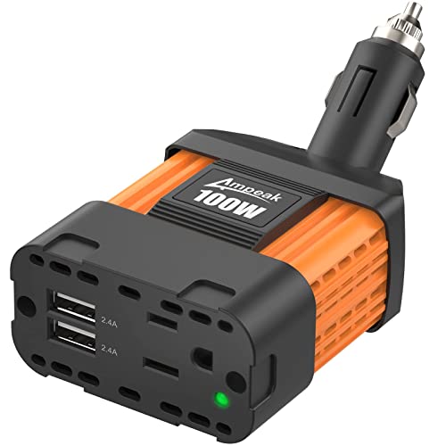 Ampeak 100W Car Power Inverter DC 12V to 110V AC Converter 2.1A USB Car Plug ETL Certified