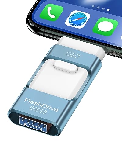 256GB Flash Drive for iPhone Photo Stick,Thumb Drive USB Stick High Speed Transfer USB Drives External Picture Video Storage Memory Expansion for iPhone/iPad/PC (Blue)