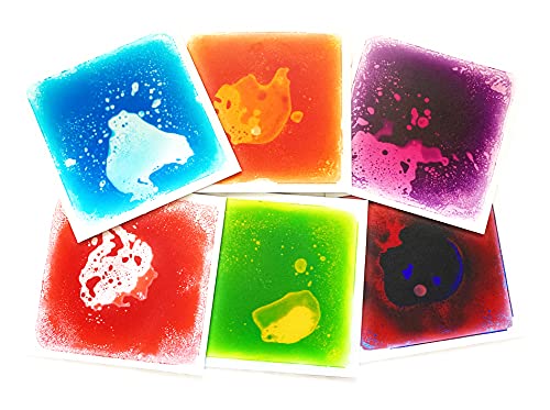 LittleAge Sensory Floor Tiles, Pack of 6 (11.8" by 11.8" Each), Colorful Liquid Tiles Play-Mat for Children