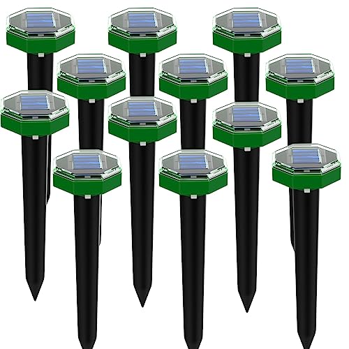Mole Repellent Solar Powered 12 Pack,Gopher Repellent Ultrasonic Solar Powered for Yard Garden Lawns Get Rid of Mole, Vole, Gopher, Chipmunk, Groundhogs