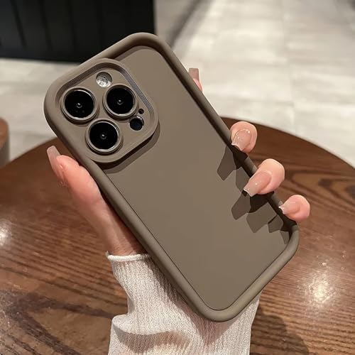 Buysing Cases for iPhone 15 Pro Max Case [Full Camera Protection][Strengthen Shockproof] Flaunt Slim Fit Lightweight Soft Gel Rubber TPU Cover for Women Girls Men 6.7 inch 2023-Cold Brown