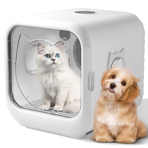 GOODMOM Automatic Pet Dryer for Cats and Small Dogs, Adjustable Temp Quiet Cat Dryer with Five Air Vents, 360 Drying Cat Dryer Machine, Fast Pet Dryer Box, Safe Cat Dryer Box with Timer