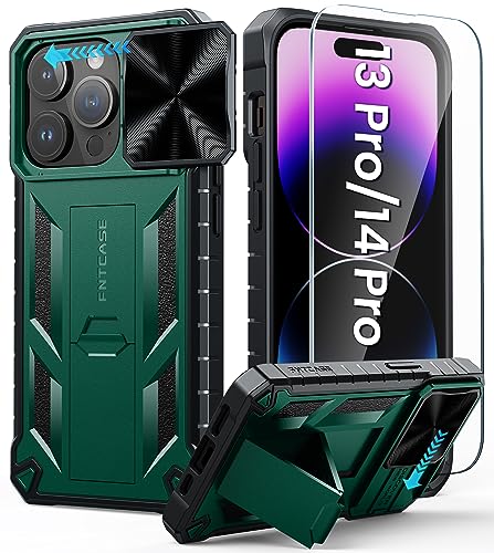 FNTCASE for iPhone 14-Pro Phone Case: Military Grade Drop Proof 13 Pro & 14 Pro Cases Mobile Cover with Kickstand & Slide | Rugged Shockproof Protective Cell Phonecase for Apple 14pro/13pro 6.1''