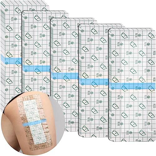 Waterproof Incision Bandages for Large Wounds Knee Hip Replacement Adheisve Island Dressing Bandaid Tape Post Surgical Shower Protector, No Glue On Center 4 X 10 Inch (Pack 0f 25)