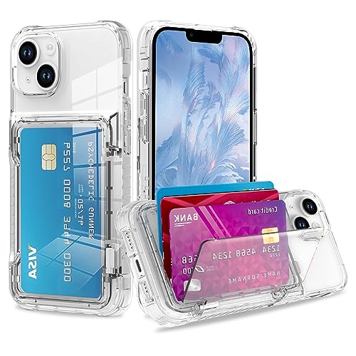 Marphe Wallet Case for iPhone 15 Plus with 3-4 Credit Card Holder Slot Shockproof Hybrid Heavy Duty Protection Clear Phone Cover Compatible with 15 Plus 6.7 Inch 2023