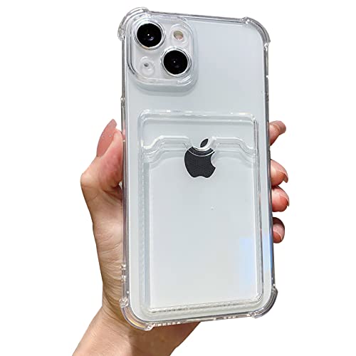 Tuokiou Compatible with iPhone 15 Plus Case,Clear Protective Card Slot Case,Slim Fit Drop Resistant Soft TPU Wallet Case with Bumper,Cute Card Holder Pocket Case for iPhone 15 Plus 6.7 inch (Clear)