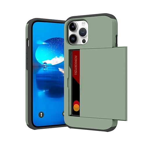 ZIYE Compatible with iPhone 15 Case with Card Holder 15 Wallet Case Anti-Scratch Dual Layer Hidden Pocket Phone Case Shockproof Cover for iPhone 15 6.1 Inch-Green