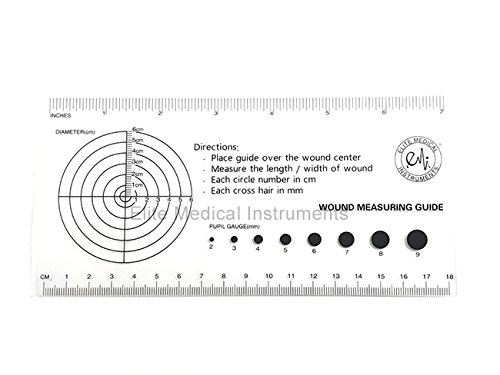 EMI Medical Ruler with Wound Measuring and Pupil Gauge Reference Guide