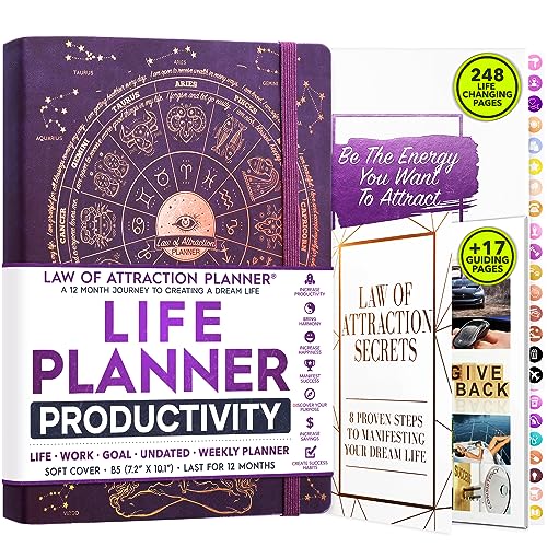 Law of Attraction Planner - Deluxe Weekly, Monthly Planner, Journey to Increase Productivity & Happiness - Life Organizer, Gratitude Journal, Agenda, To Do List, Business Planner, Notes, Appointment Book, Undated Planner Start Anytime
