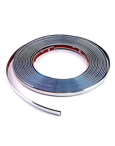 QWORK Automotive Chrome Trim Molding, 1/2 inch Wide 26FT DIY Moulding Trim Strip Line Decoration for Car/Truck Door Window Side Scratchproof