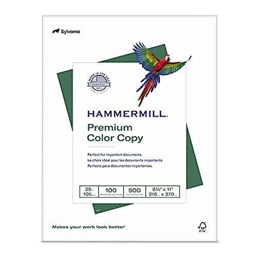 Hammermill Printer Paper, Premium Color 28 lb Copy Paper, 8.5 x 11 - 1 Ream (500 Sheets) - 100 Bright, Made in the USA, 102467R