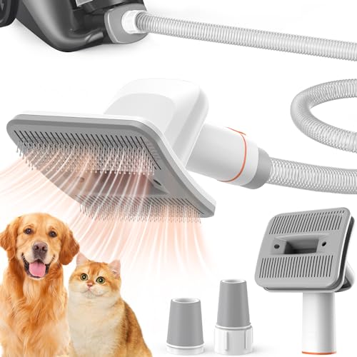 Afloia Dog Brush Vacuum Attachment, Cat Brush, Pet brush Innovative Pet Grooming kit, 1-1.5'' Hoses Diameter Universal Adapter Compatible with Most Round Vacuum Cleaners like Bissell, Eureka etc.