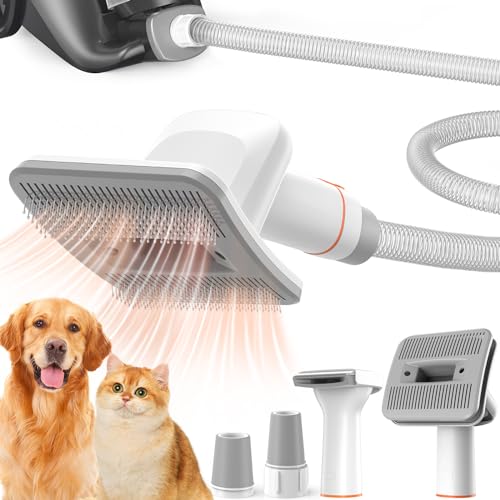 Afloia Dog Brush Vacuum Attachment, Cat Brush, Pet Brush 2 in 1 Innovative Pet Grooming kit 1-1.5'' Hoses Diameter Universal Adapter Compatible with Most Round Vacuum Cleaners like Bissell, Eureka etc