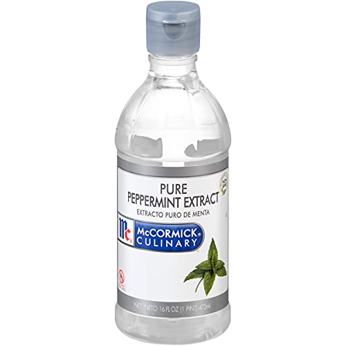 McCormick Culinary Pure Peppermint Extract, 16 fl oz - One 16 Fluid Ounce Bottle of Peppermint Extract, Made from Real Peppermint Leaves to Add Flavor to Milkshakes, Coffees, Cocktails and More