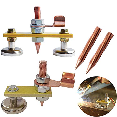 QISF 6 Pcs Magnetic Welding Head, Welding Ground Clamp, Magnetic Welding Support,Strong Magnetism Large Suction,Copper Tail Welding Stability Clamps(2 Sets)