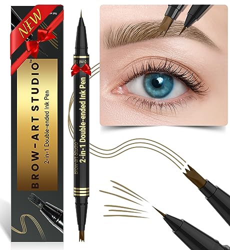 iMethod Microblading Eyebrow Pencil - Brow Pencil 2-in-1 Dual-Ended Eyebrow Pen with 3-Prong Micro-Fork-Tip Applicator & Precise Brush-Tip Creates Natural-Looking Brows, Stay on All Day, Light Brown