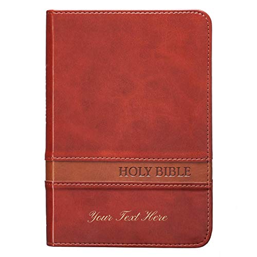 Personalized Bible Small Compact KJV Holy Bible Compact LuxLeather Brown King James Version Bible Custom Made Gift for Baptism Christenings Birthdays Celebrations Holidays