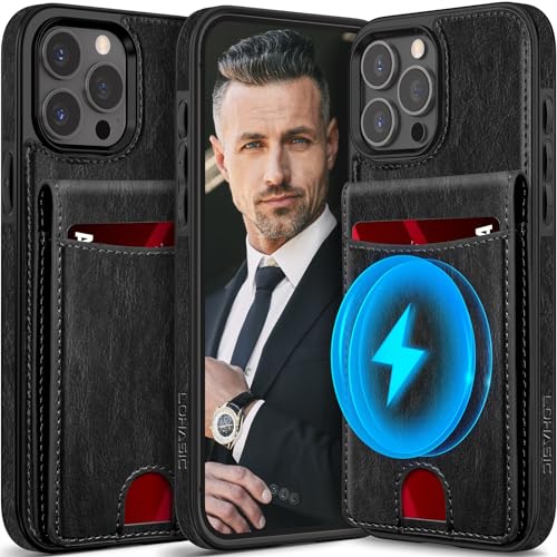LOHASIC Wallet Case for iPhone 15 Pro Max, 6 Card Holder, Detachable Magnetic Back, Powerful Magnet Compatible with Mag-Safe, PU Leather Phone Cover for Men Women, 6.7 Inch, 5G, 2023 - Black