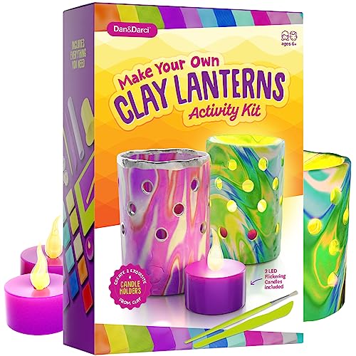 Light-up Clay Lanterns Making Kit Activity for Kids & Tween Girls Ages 8-14 Year Old - Best DIY Arts & Crafts Kits Gifts - Creative Toys for Preteen & Teenagers Art Projects - Girl Birthday Gift Ideas