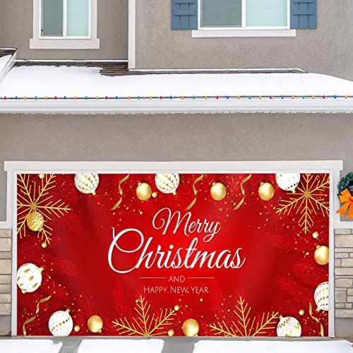 Remagr Christmas Garage Door Banner 6 x 13 ft Garage Door Christmas Decorations Christmas Garage Cover Large Xmas Hanging Backdrop for Murals Outdoor Holiday Wall Photo Decor (Xmas Balls)