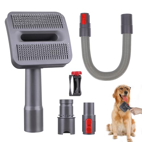 Hisim Grooming Tool Kit Compatible with Dyson All Series Vacuums, Pet Dog Brush Hair Vacuum Attachment for V6/7/8/10/11/12/15 and DC Series, Dog Shedding Vacuum Attachment Kit for Dog Hair Removal