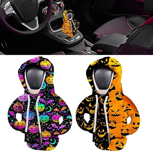 Rong ren hui Halloween Car Gear Shift Cover Hoodie 2PCS Automotive Interior Accessories Shift Knobs Fashionable Hooded Shirt Car Shifter Knobs Cover Trim 14