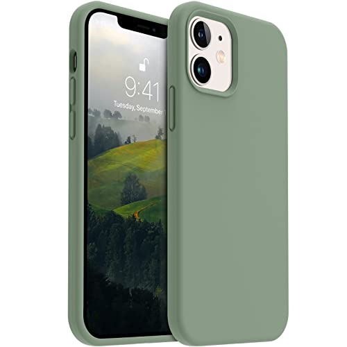 AOTESIER Compatible with iPhone 12 Case and iPhone 12 Pro Case 6.1 inch,Silky Touch Premium Soft Liquid Silicone Rubber Anti-Fingerprint Full-Body Protective Flexible Bumper Case (Calke Green)