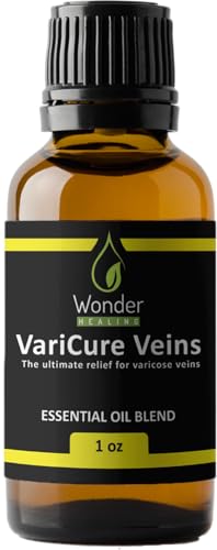 Varicure Veins- 100% Natural Essential Oil Blend for Varicose Veins & Spider Vein Relief, Including Cypress,Geranium,Lavender, by WONDER HEALING (30 ml-1 oz)