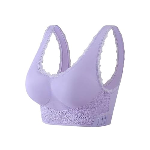 Kendally Bra,Kendally Bras for Older Women,Kendally Bras for Women,Comfy Corset Bra Front Cross Side Buckle Lace Bras(1pc,Light Purple,2XL)