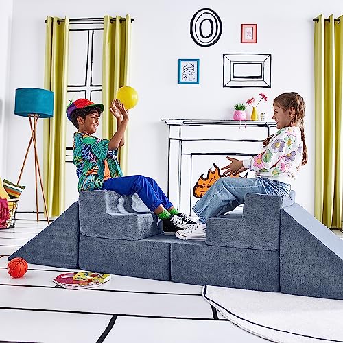 Yourigami Kids and Toddler Play Gym, Playroom Couch Set, Durable Modular Design, Blue Lagoon