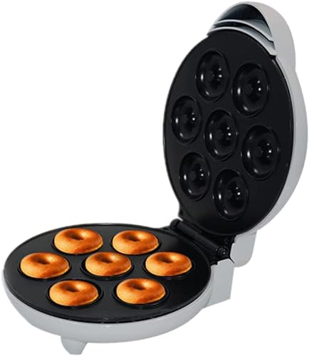 Mini Donut Maker Machine, for Breakfast Snacks Desserts with Non-stick Surface, Makes 7 Doughnuts, US Plug 110V