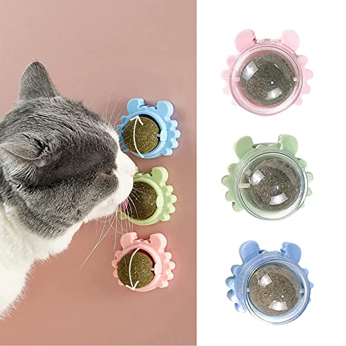 NOIBARA Catnip Wall Ball Toys Edible Toys for Cats Lick with Natural Healthy Catnip Cat Teeth Cleaning Dental Toy